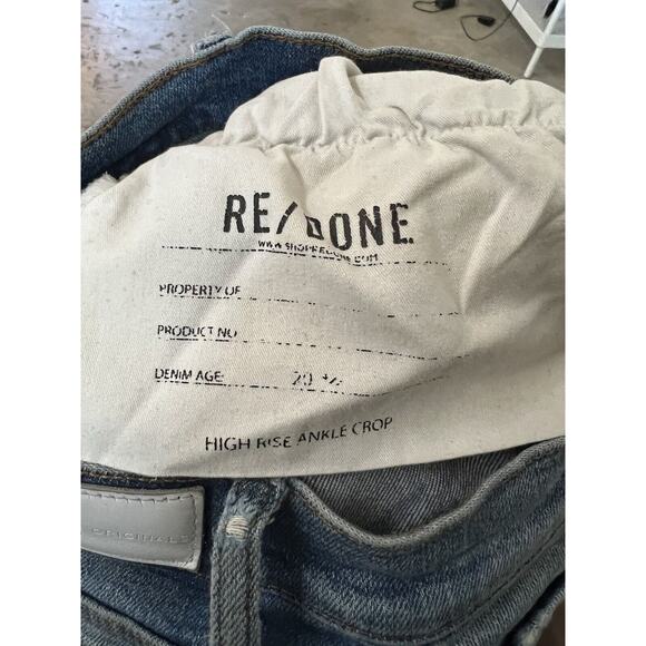 Re/Done Women's Size 24 Button Fly High Rise Ankle Crop‎ Jeans Worn Indigo - Picture 5 of 6
